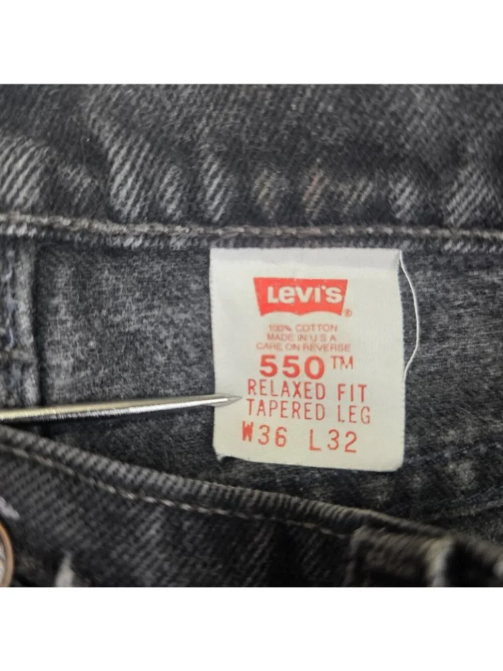 Vintage Levi's 550 Jeans Mens 36x32 Black USA Made 1996 Relaxed Tapered Denim
